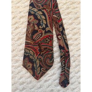 Flying Scotsman Collection Silk Tie Paisley Mallard Duck Hand Printed Italy Mens